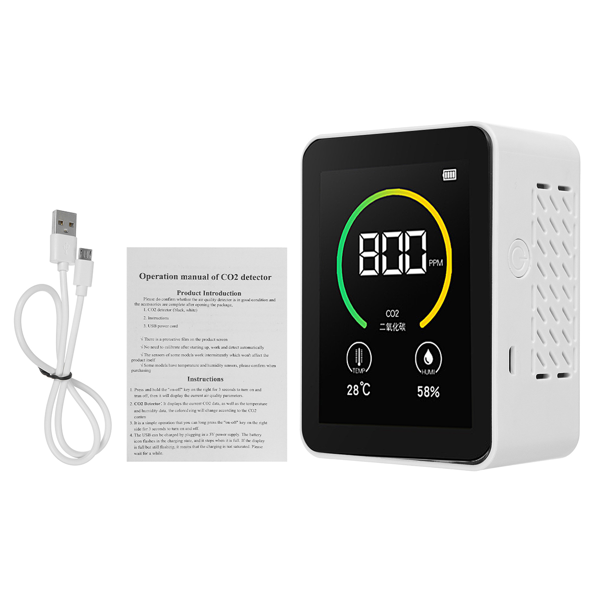 Find Gas Co2 Sensor Detector Air Quality Monitor Analyzer W/ Temperature Humidity Display for Sale on Gipsybee.com with cryptocurrencies