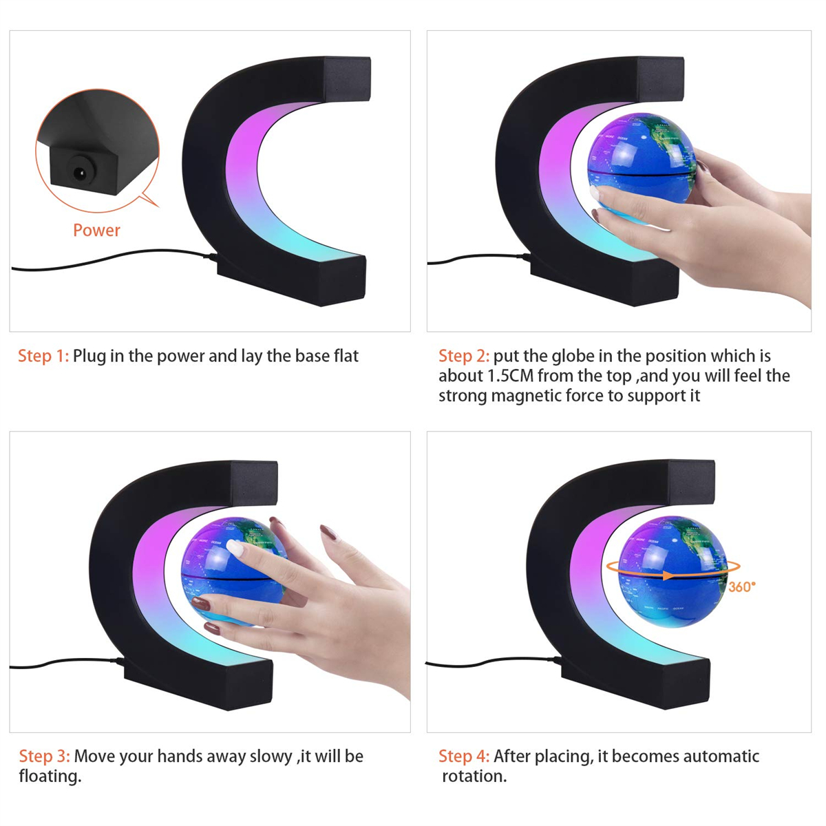 Find MECO ELEVERDE Floating Globe with LED Light Magnetic Levitation World Globe for Education Office Desk Gadget Decor for Sale on Gipsybee.com with cryptocurrencies