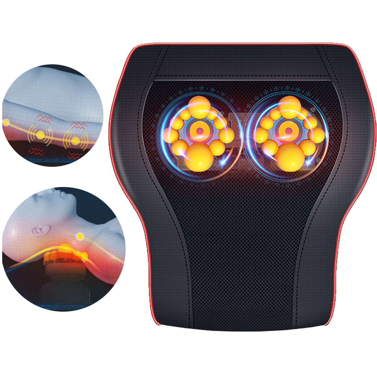 Find 8D Surrounding Kneading Massager Pillow Back Neck Massage Lumbar Heat Cushion 3 Gears Adjustment for Sale on Gipsybee.com with cryptocurrencies