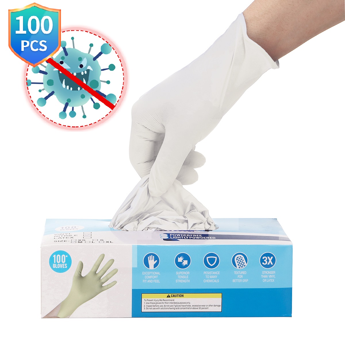 Find 100 Pcs Nitrile Disposable Gloves Powder Free Rubber Latex Free Sterile Gloves for Picnic Food Hygiene House Cleaning for Sale on Gipsybee.com with cryptocurrencies