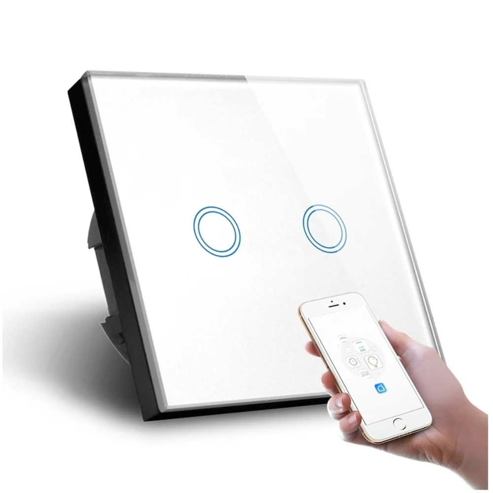 Find MAKEGOOD EU Standard Smart Light Switch WiFi 2 Gang Wireless Touch Sensor Remote Control Smart Switch with Power Statistics Function for Sale on Gipsybee.com with cryptocurrencies
