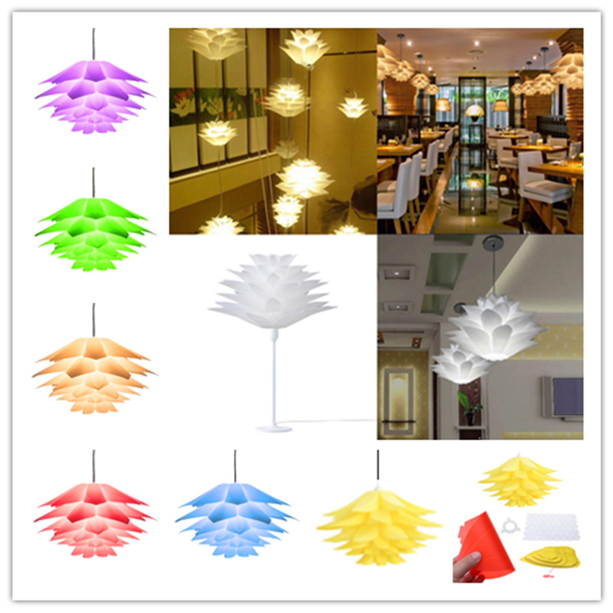 Find 7 Colors DIY Lotus Chandelier Shape Ceiling Pendant Light Lampshade Home Decor for Sale on Gipsybee.com with cryptocurrencies
