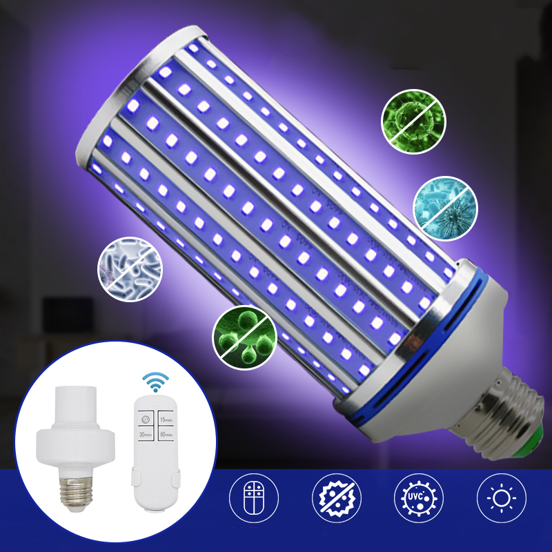 Find AC85 265V 60W E27 LED UVC Corn Bulb UV Germicidal Lamp Household Ultraviolet Disinfection Light Remote Control for Sale on Gipsybee.com with cryptocurrencies
