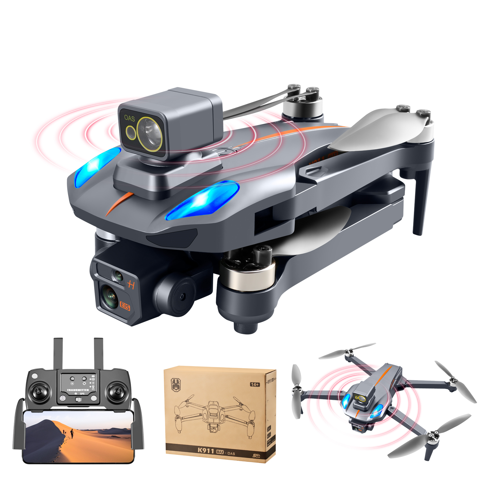 K911 Max 5G WIFI FPV GPS with 8K ESC Dual Camera 360° Obstacle Avoidance Optical Flow Positioning Brushless 225g Foldable RC Drone Quadcopter RTF 2