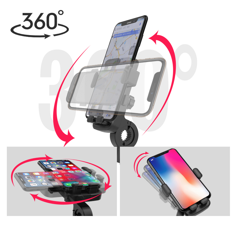 Find Bakeey M1 360 Rotation Mechanical Lock Motorcycle Bicycle Handlebar Mobile Phone Holder Stand for Devices between 4 7 6 5 inch for Redmi Note 8 for Sale on Gipsybee.com with cryptocurrencies