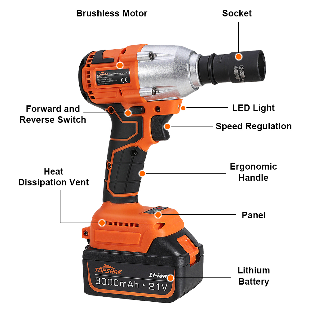 Find TOPSHAK TS PW2 330N m Max 3000 BPM Brushless Cordless Electric Impact Wrench Car Repairing Tools with 3 0 A h Lithium Ion Battery suit for Makita for Sale on Gipsybee.com with cryptocurrencies