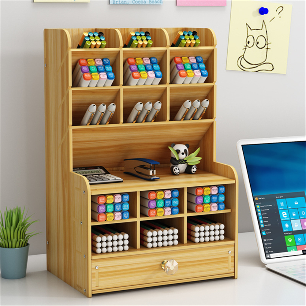 Find Wooden Pen Holder 7 Layers Multi-Functional DIY Desktop Stationary Organizer Home Office Supply Storage Rack for Sale on Gipsybee.com with cryptocurrencies