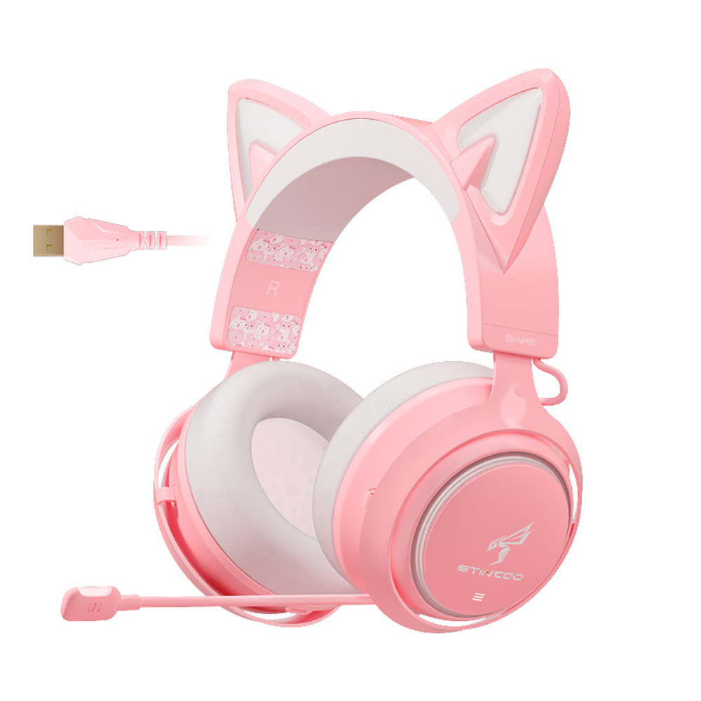 Find SOMiC GS510 Cat Ear Gaming Headset Pink 3 Version with Microphone Virtual 7 1 Sound Game/Live/Video 3 Mode for PS5/4 Computer Gamer for Sale on Gipsybee.com with cryptocurrencies