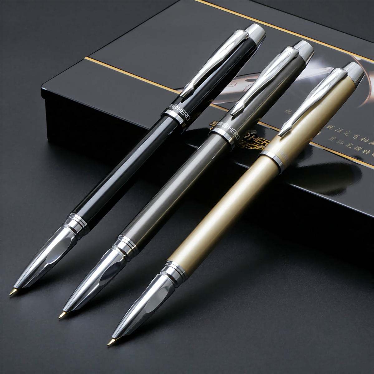 Hero 7006 Fountain Pen Set 0.5mm 0.8mm Nib Calligraphy Writing Signing Pens Ballpoint Pen Gifts Box for Students Friends Families Colleagues—2