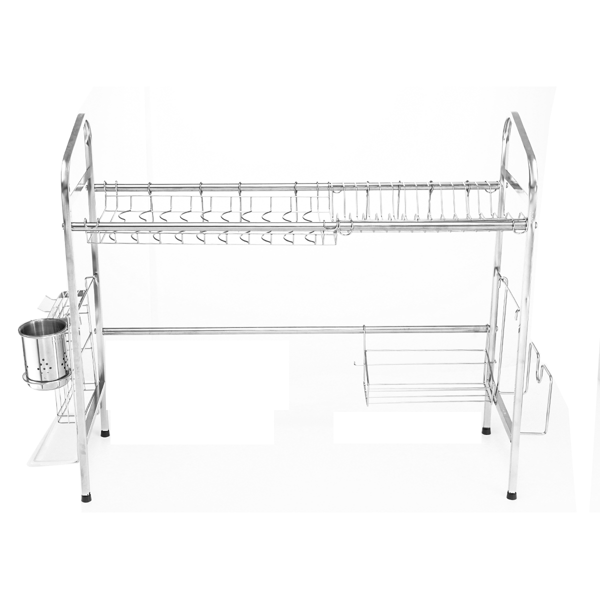 2-Tier Multi-functional Dish Rack Drain Shelf with Utensil Holder Dish Drainer H-Shaped Rust-Resistant Dish Drying Rack For Kitchen—2