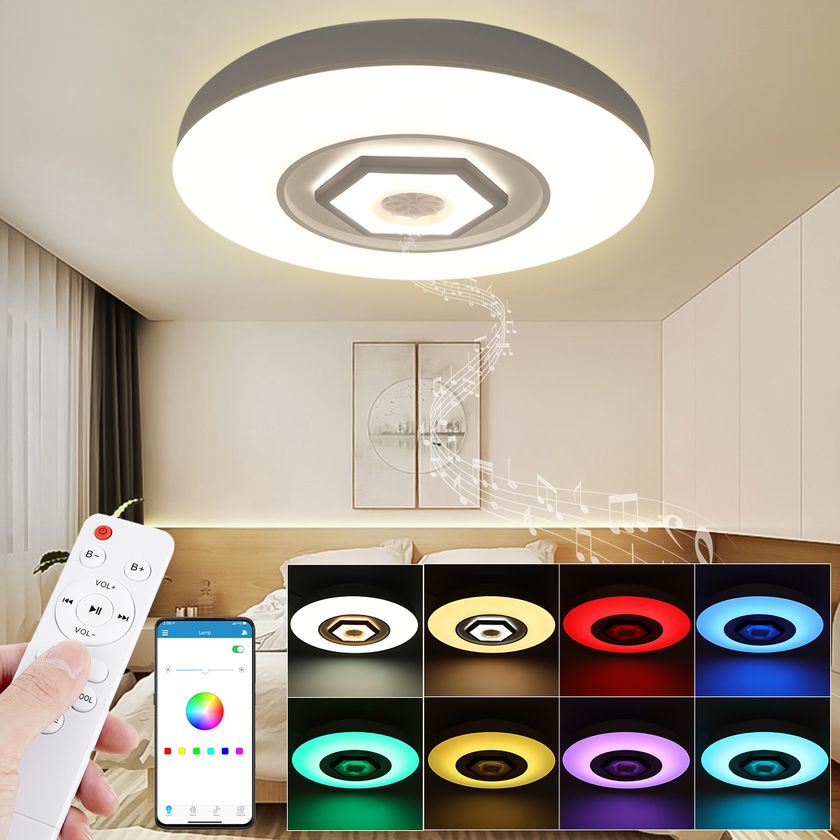 Find 50cm 220V LED RGB Music Ceiling Light Smart Ceiling Lamp bluetooth APP/Remote Control for Sale on Gipsybee.com with cryptocurrencies