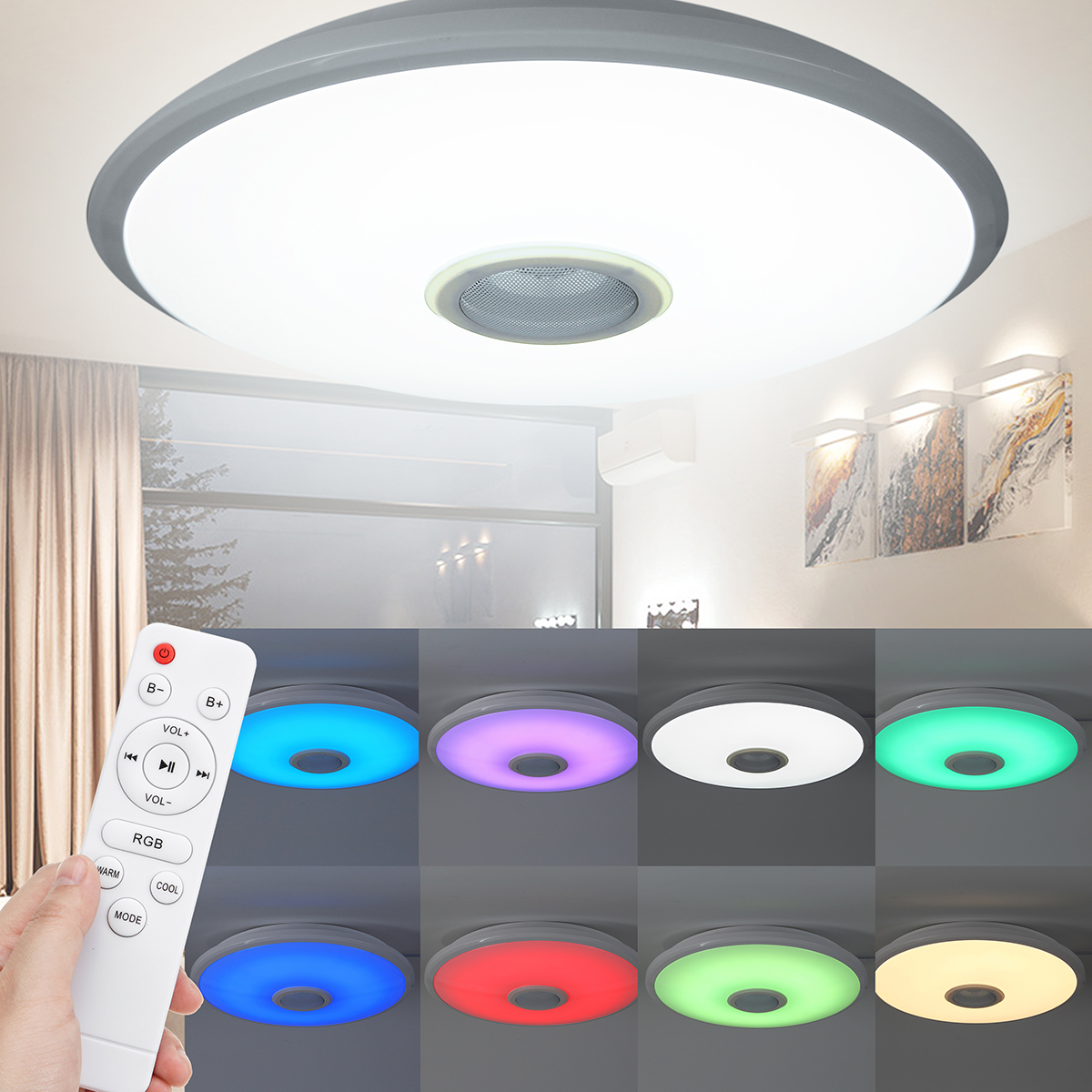 Find 36/72W 110V/220V WIFI bluetooth LED Ceiling Light 256 Color RGB Music Dimmable Lamp Remote for Sale on Gipsybee.com with cryptocurrencies