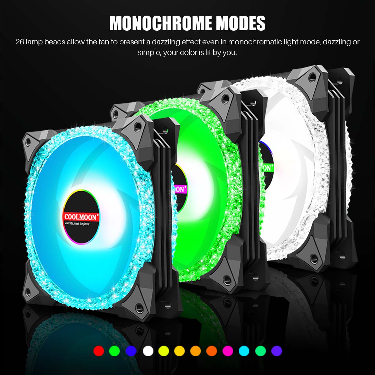 Find Coolmoon 120mm PC Computer Case Cooling Fan 4PIN 5V ARGB Sync PWM Musical Rhythm for Sale on Gipsybee.com with cryptocurrencies