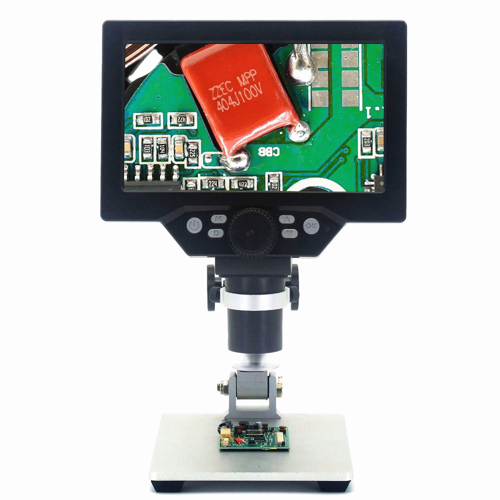 G1200 Microscopio Digitale con Monitor da 7 pollici a colori -1200X 12MP Lente di amplificazione continua con supporto in alluminio 4