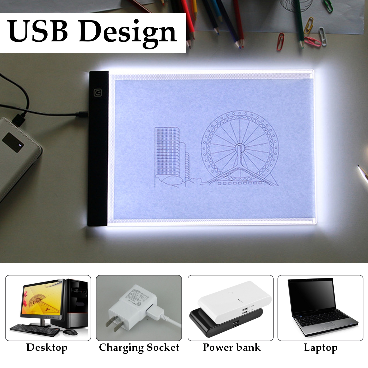 Find A5 LED Art Craft Drawing Copy Tracing Tattoo LED Light Box Board Pad Thin with USB Cable Paintings Graphics Tablet for Sale on Gipsybee.com with cryptocurrencies