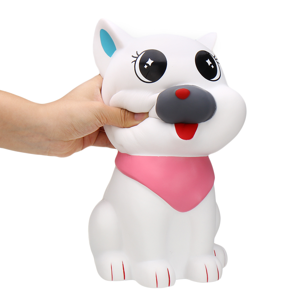 29cm Giant White Scarf Dog Squishy Slow Rebound Decompression Simulation Toy with Bag Packaging