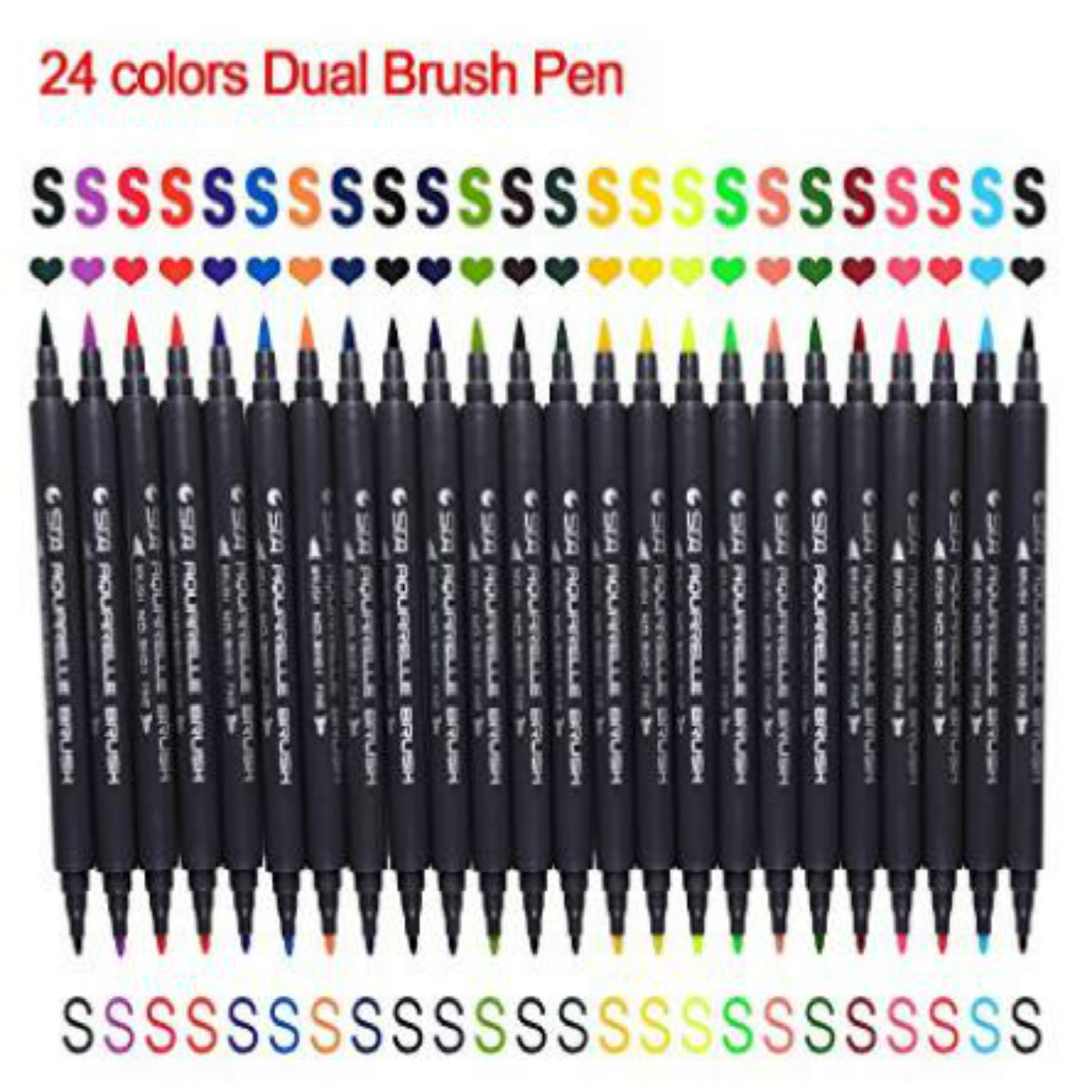 STA 24/36 color 3110 watercolor pen mark pen soft head double-headed watercolor paint pen ink pen—9
