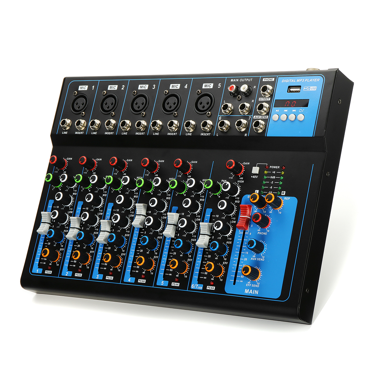 Find 7 Channel bluetooth Professional Audio Mixer Mixing Console for Performance Stage Wedding Speech Broadcast for Sale on Gipsybee.com with cryptocurrencies