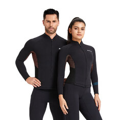 Fato de mergulho masculino ZCCO em neoprene de 1,5 mm com proteção UV. Fecho frontal confortável com mangas compridas para surfar em águas frias.