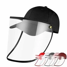 Female Male Protective Hat Cover Foldable Anti-Fog Prevent Droplets Baseball Caps Hat From Spreading Removable PVC Mask Protective Cap.