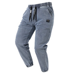Moda Jeans Hombre Streetwear Denim Jogger Pantalones Pantalones casuales con cordón Senderismo Pantalones