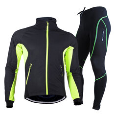 NUCKILY vêtements de cyclisme pour hommes ensemble de veste de vélo polaire thermique imperméable coupe-vent chaud Sport chemise manteau collants de cyclisme ensemble