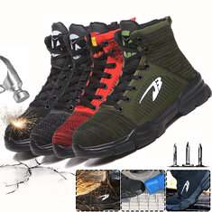 รองเท้าทำงานเพื่อความปลอดภัยสำหรับผู้ชาย Steel Toe Cap High-top Running Sneakers Breathable Ankle รองเท้าบูท Climbing Walking Jogging