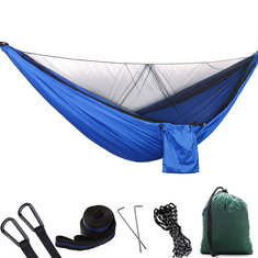 1-2 person bærbar utendørs camping hengekøye med myggnett høy styrke parachute stoff hengende seng jakt sovende swing