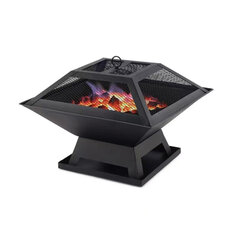[USA Diretto] Barbecue griglia quadrata per esterni, riscaldatore da giardino, camino portatile, focolare contrattuale, stufa a legna, caldo, 8222