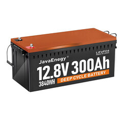 [US Direct] JavaEnegy 12V 300Ah 3840Wh Batería de LiFePO4 con BMS de 200A incorporado, más de 4000 ciclos profundos. Perfecta para reemplazar baterías de litio en sistemas de almacenamiento solar, eólico, RV, marinos y fuera de la red