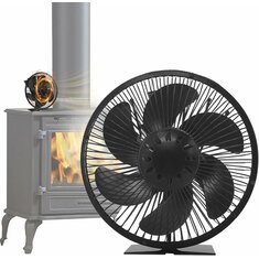 6 Blade Classic Fireplace Fan with Cover Mini Heat Powered Stove Fan Efficient Heat Distribution Boiler Fan
