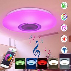 RGBW APP/Voice Control Dimmable bluetooth Speaker LED Ceiling Light Fixture Work with Google Alexa 