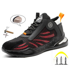 TENGOO Sapatos de segurança masculinos Sapatos de trabalho com biqueira de aço Botas de segurança indestrutíveis Sapatilhas de trabalho respiráveis à prova de furos