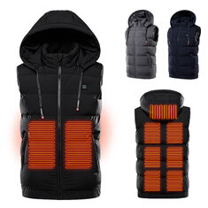 TENGOO 9 Areas Heating Jackets Unisex 3-Gears Heated Vest Coat USB Electric Thermal Clothing Hooded Vest Winter Outdoor Warm Clothing