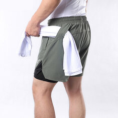 ARSUXEO Ανδρικά σορτς τρεξίματος 2 σε 1 με προπόνηση γυμναστικής πολλαπλών τσεπών Άσκηση Jogging Workout Gym Sports Short Pants
