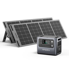 [US Direct] Aferiy P210 2400W 2048Wh Портативная электростанция на солнечных батареях LiFePO4 + 2 * S200 200W Солнечная панель UPS Чистый синусоидальный генератор для кемпинга, автодома, чрезвычайных ситуаций. Штекер подходит для Великобритании.