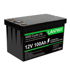 [EU Direct] Πακέτο μπαταριών λιθίου LANPWR 12V 100Ah LiFePO4 Εφεδρική ισχύς 1280Wh Ενέργεια 4000+ Βαθύι κύκλοι Ενσωματωμένοι 100A BMS 24,25 lb Υποστήριξη ελαφρού βά