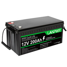 [EU Direct] LANPWR 12V 200Ah LiFePO4 lítium akkumulátor csomag tartalék teljesítmény 2560 Wh energia 4000+ mély ciklusok beépített 100 A BMS 46,29 lb könnyű súly támogatás sorozatban Párhuzamos Tökéletes a legtöbb tartalék Sol-Garri