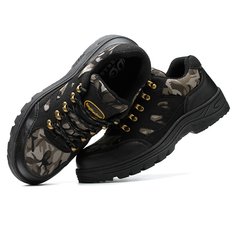 TENGOO Men's Safety Shoes Steel Toe Waterproof Non-Slip Anti-Smashing Hiking Camping Fishing Work Shoes
