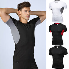 Tops de compressão masculinos YUERLIAN para corrida, treinamento na academia, esportes, camisetas de corrida masculinas, camisetas esportivas.