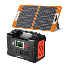 [US Direct] FlashFish E200 200W 40800mAh Station d'alimentation portable avec 1Pc panneau solaire pliable 18V 60W, générateur d'énergie solaire avec prise secteur 110V/2 ports DC/3 ports USB
