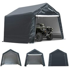 12x7,4 ft motorsykkel carport bærbar UV vanntett deksel oppbevaringsboder camping telt baldakin hylle hage uteplass