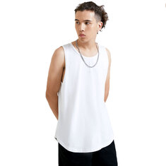 Cotton Vest Crew Neck Vest Solid Colour Breathable Comfortable Outdoor Sports Tops For Men