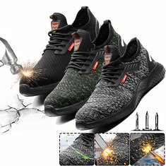 Men Work Safety Shoes Steel Toe Mesh Breathable Sneakers Anti-Stab Hiking Sport Jogging Running Shoes