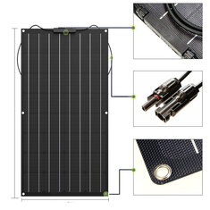 100W 18V TPT Solar Panel High Efficiency Monocrystalline Solar Charger DIY Connector Battery Charger Outdoor Camping Travel