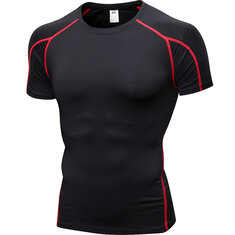 Chemise de course à manches courtes séchage rapide, t-shirt d'entraînement, t-shirt de fitness, hauts de sport serrés, t-shirts de gym, vêtements de sport