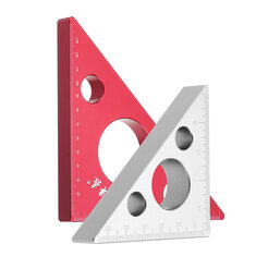 Regla triangular de aleación de aluminio Drillpro de 90 grados en métrica e inchado para carpintería