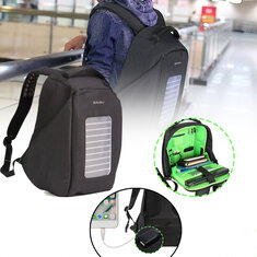 Рюкзак с солнечной панелью на 16 дюймов, водонепроницаемый, с зарядкой USB для ноутбука, для путешествий и кемпинга.