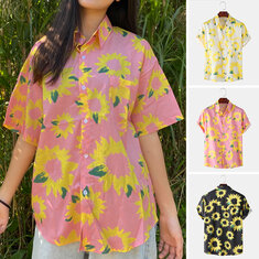 Losse korte mouwen Hawaiiaanse Casual T-shirt voor vrouwen en mannen, geschikt voor vakantie op het strand en wandelen.