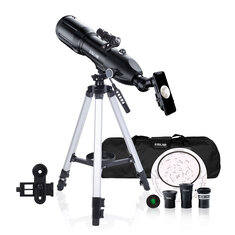 [Directo UE/EE. UU.] Telescopios astronómicos ESSLNB ES2012 16-133X para adultos y niños principiantes en astronomía, telescopios de viaje de 80 mm con soporte para teléfono 10X y filtro lunar